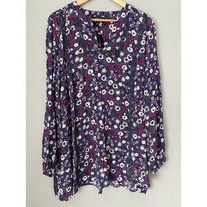 NWT! Lane Bryant Floral Boho Tunic Blouse 18/20 Lace Detail Prairie Cottagecore